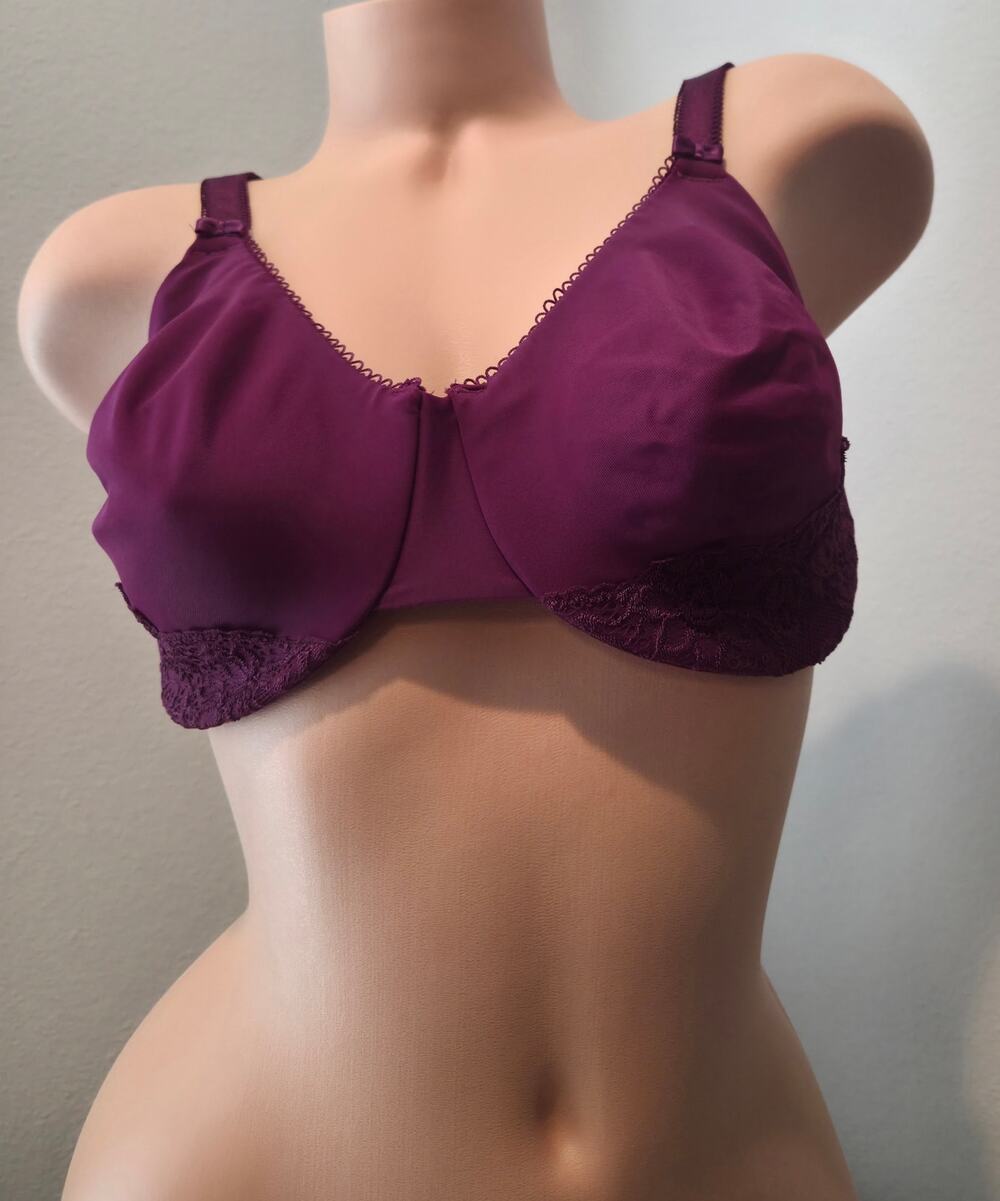 Olga 35063 Nylon Lace Underwire Bra 36DD Purple